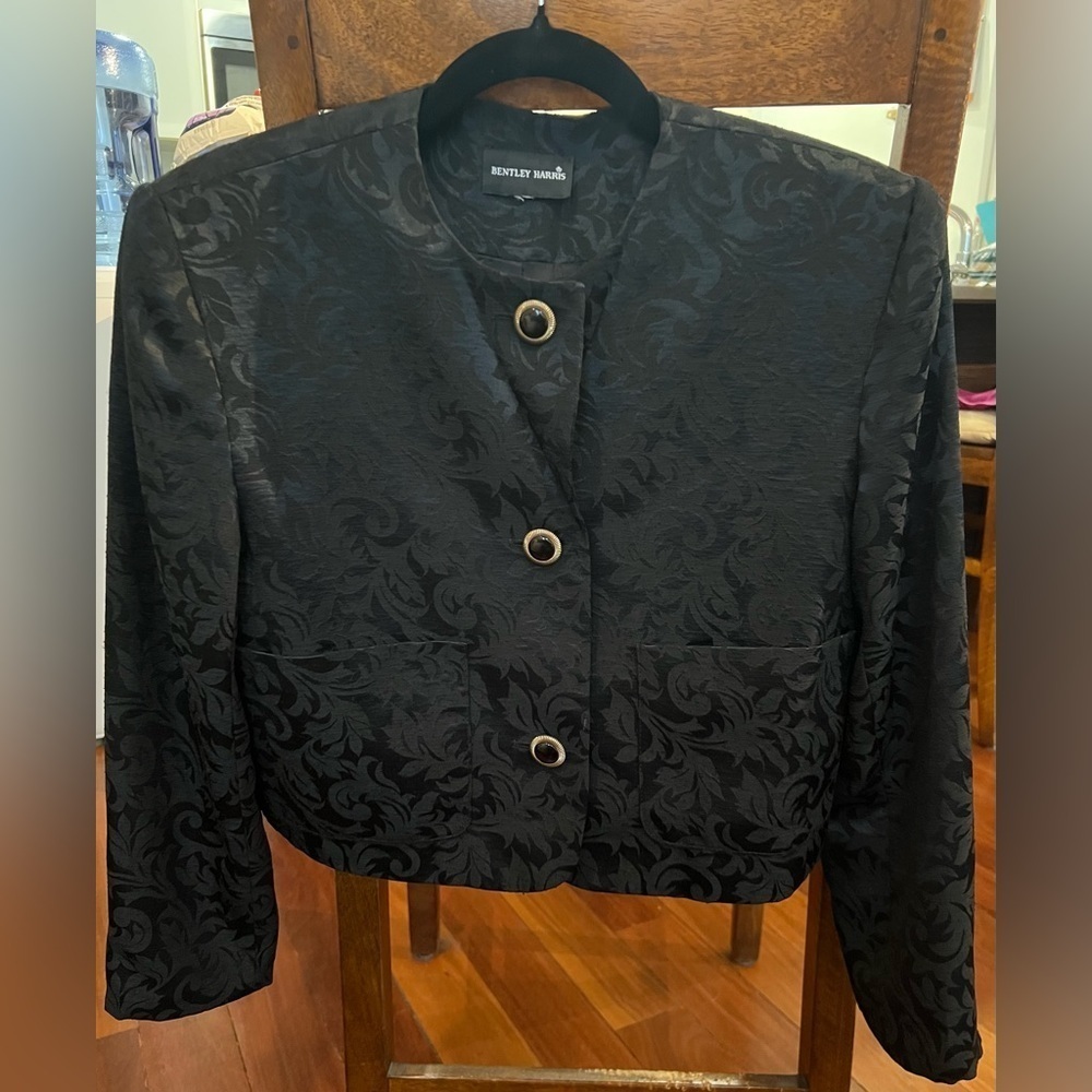 Baroque black print blazer cropped jacket S/M - Picture 2 of 5